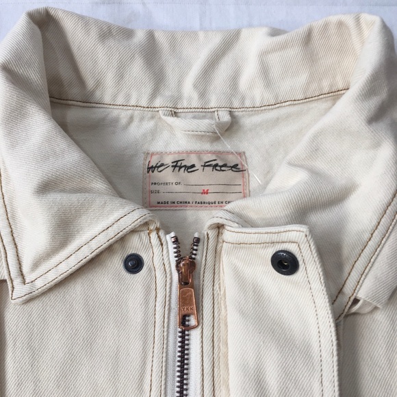 NWOT Free People Loose Thoughts Ivory Denim Jacket - Picture 6 of 15